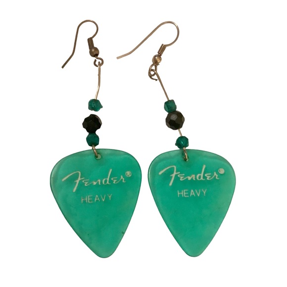 EUC Turquoise handmade Fender Guitar Ear Rings. Fun to wear! They’re “3 long! - Picture 4 of 4